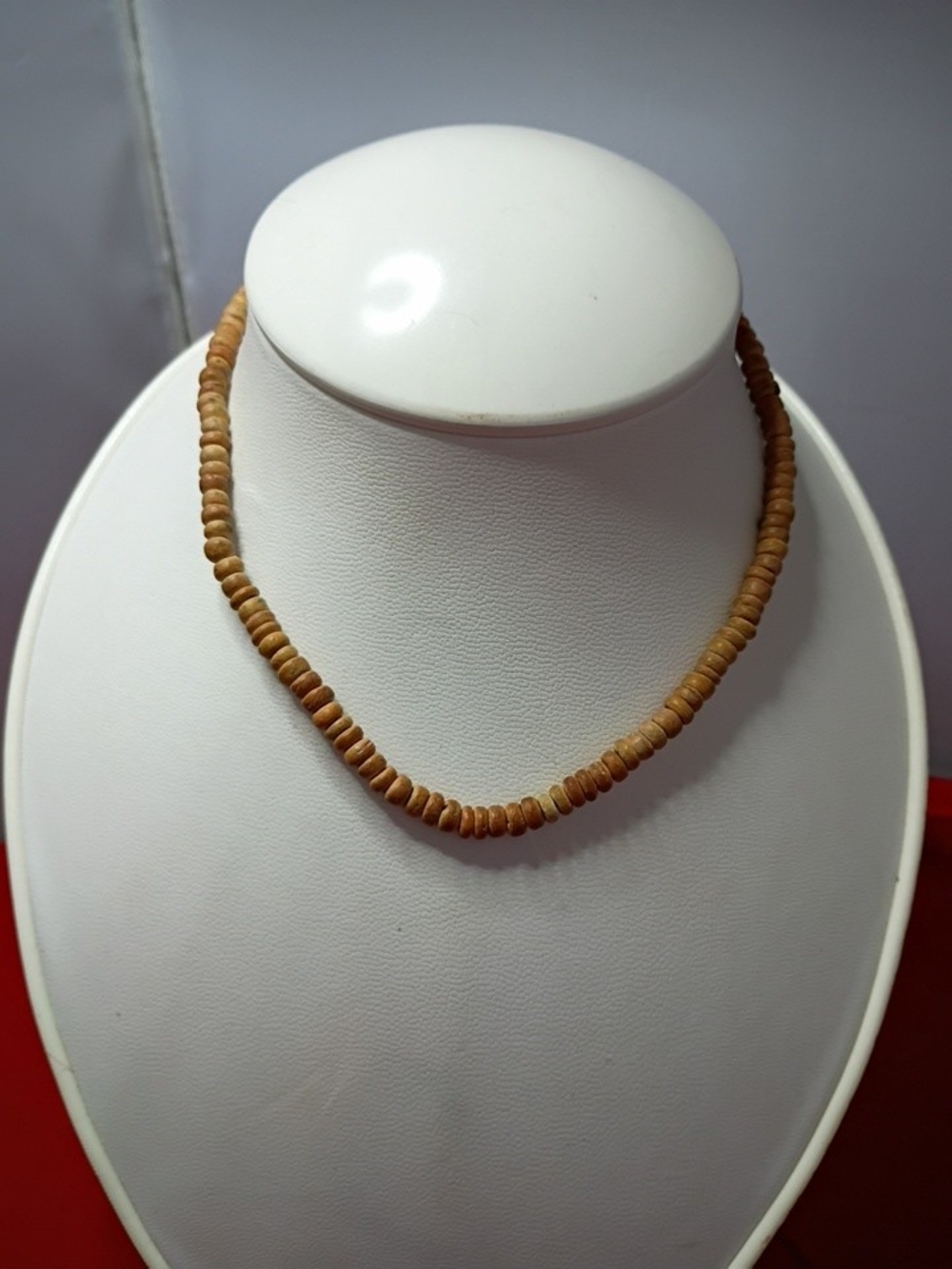 Natural Wood Bead Necklace in Light Brown - Unbranded